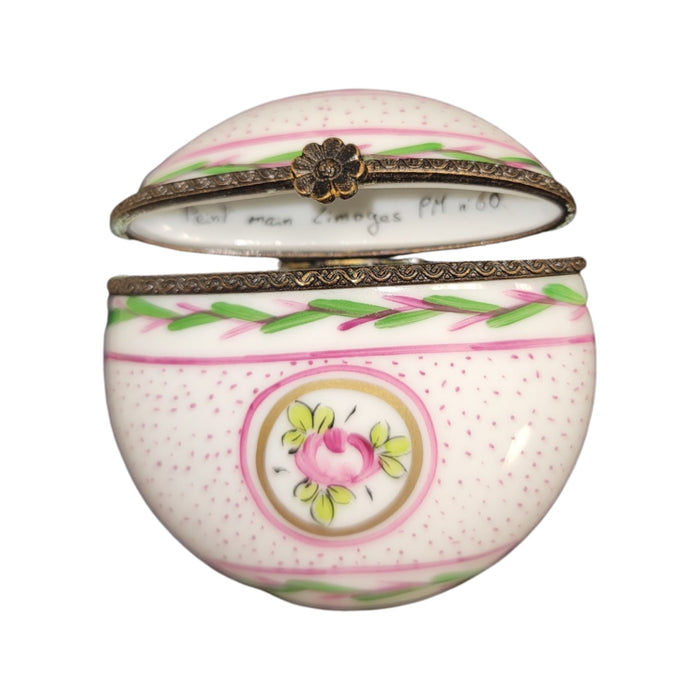 Elegant Pink Pill Box for Stylish Women Porcelain Limoges round French Trinket Box
