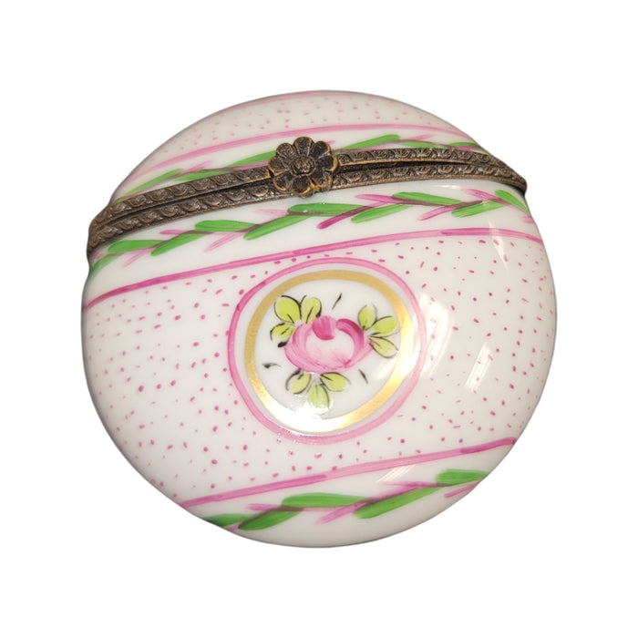 Elegant Pink Pill Box for Stylish Women Porcelain Limoges round French Trinket Box