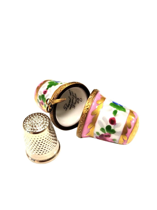 Elegant Pink Thimble Holder for Sewing Enthusiasts Porcelain Limoges Home French Trinket Box