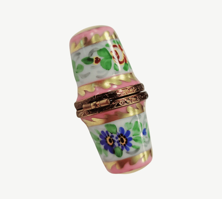 Elegant Pink Thimble Holder for Sewing Enthusiasts Porcelain Limoges Home French Trinket Box