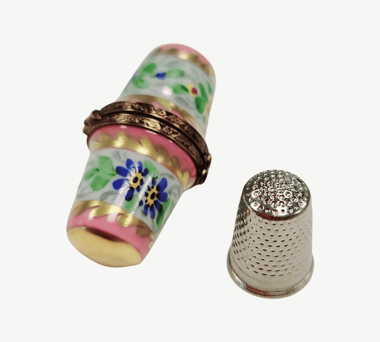 Elegant Pink Thimble Holder for Sewing Enthusiasts Porcelain Limoges Home French Trinket Box