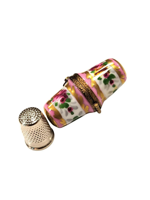 Elegant Pink Thimble Holder for Sewing Enthusiasts Porcelain Limoges Home French Trinket Box