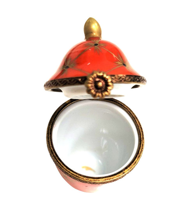 Elegant Red Canister Urn for Home Decor Porcelain Limoges Shaped French Trinket Box