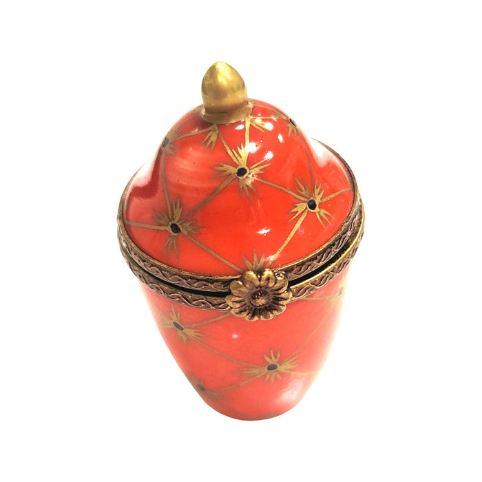 Elegant Red Canister Urn for Home Decor Porcelain Limoges Shaped French Trinket Box