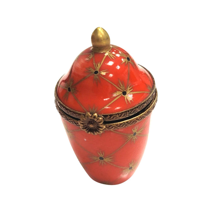 Elegant Red Canister Urn for Home Decor Porcelain Limoges Shaped French Trinket Box