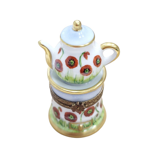 Elegant Red Flower Teapot for Collectors Porcelain Limoges China French Trinket Box