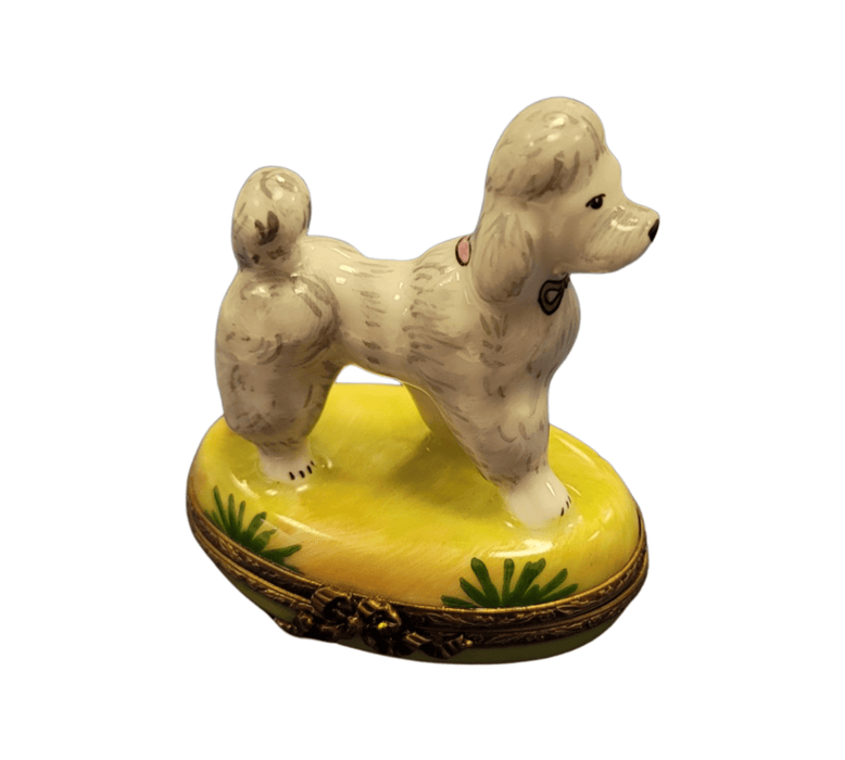 Elegant White Poodle Figurine for Dog Lovers Porcelain Limoges dog French Trinket Box