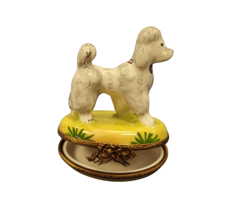 Elegant White Poodle Figurine for Dog Lovers Porcelain Limoges dog French Trinket Box
