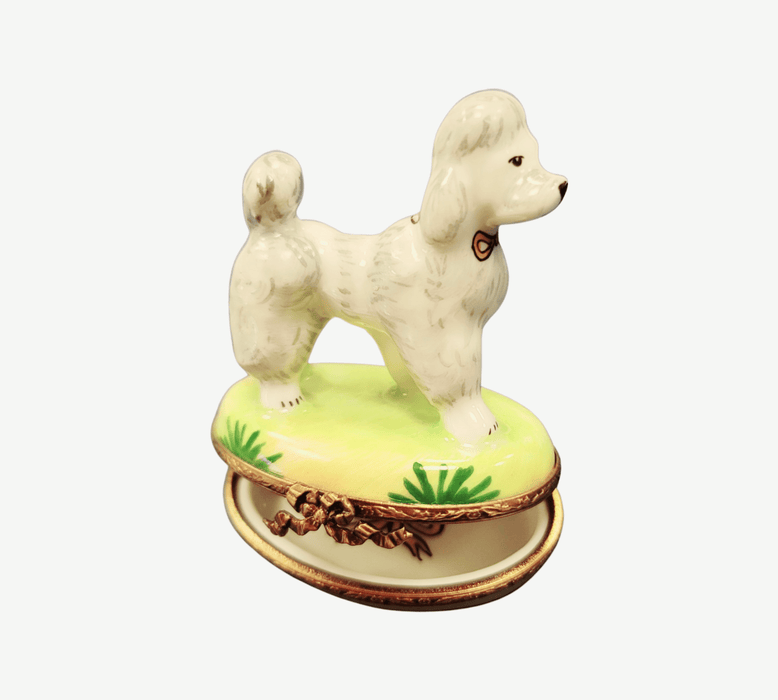 Elegant White Poodle Figurine for Dog Lovers Porcelain Limoges dog French Trinket Box