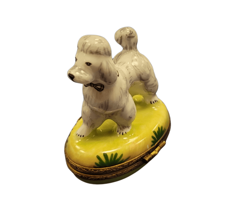 Elegant White Poodle Figurine for Dog Lovers Porcelain Limoges dog French Trinket Box