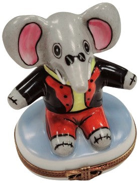 Elephant in Tuxedo Limoges Box for Unique Collectors Porcelain Limoges Wild Limoges baby French Trinket Box