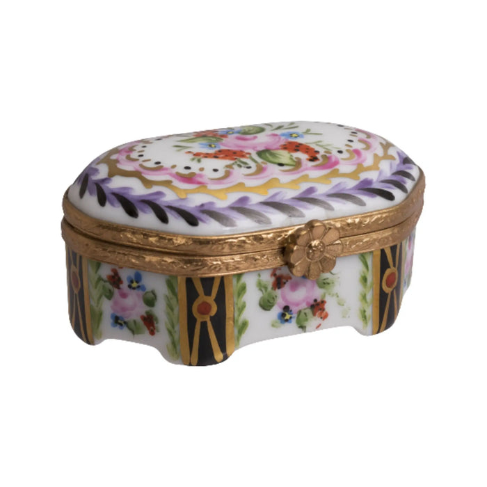 Emeraude Malmaison Noir for Luxury Collectors Porcelain Limoges shaped French Trinket Box