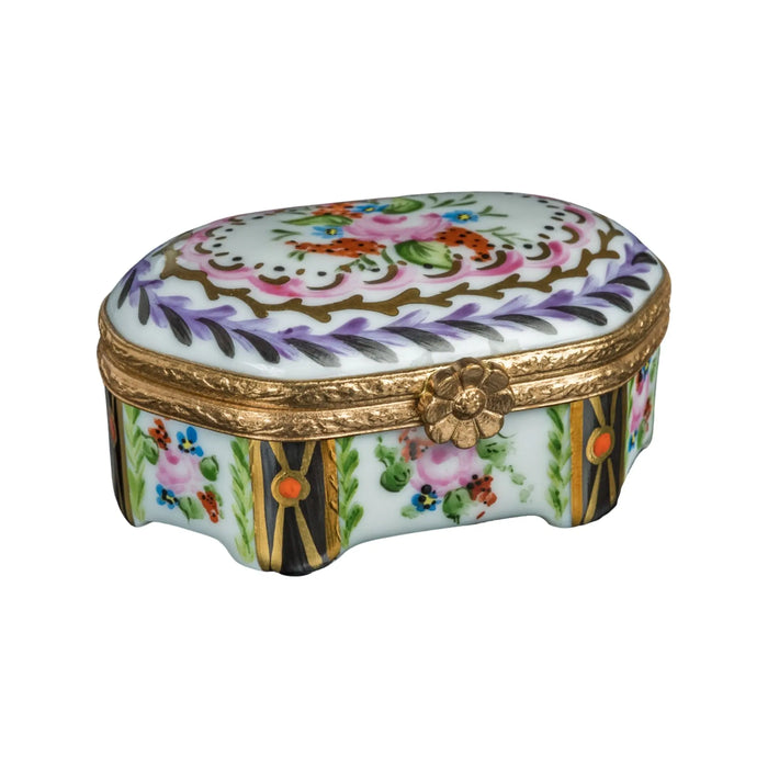 Emeraude Malmaison Noir for Luxury Collectors Porcelain Limoges shaped French Trinket Box
