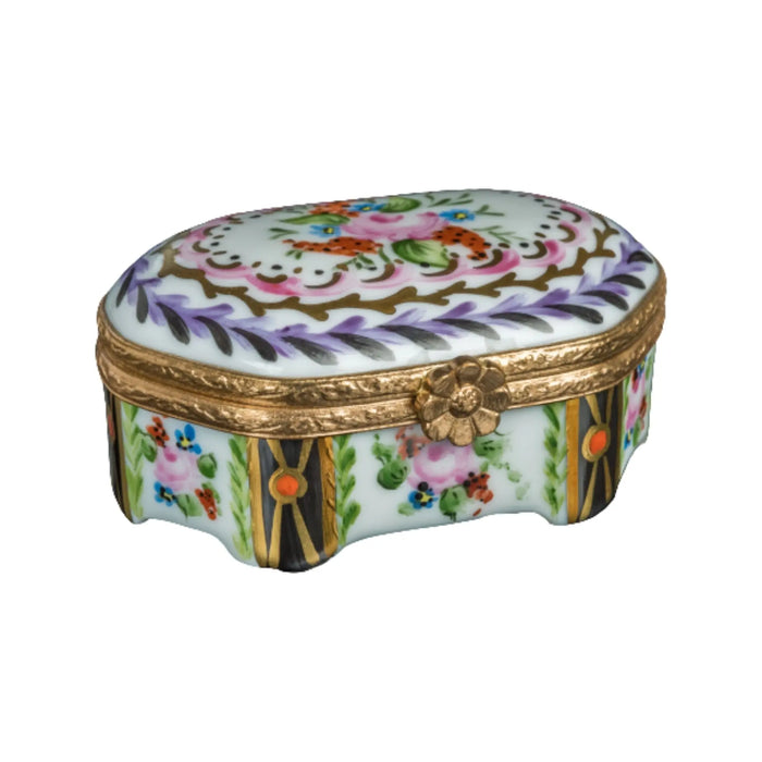 Emeraude Malmaison Noir for Luxury Collectors Porcelain Limoges shaped French Trinket Box