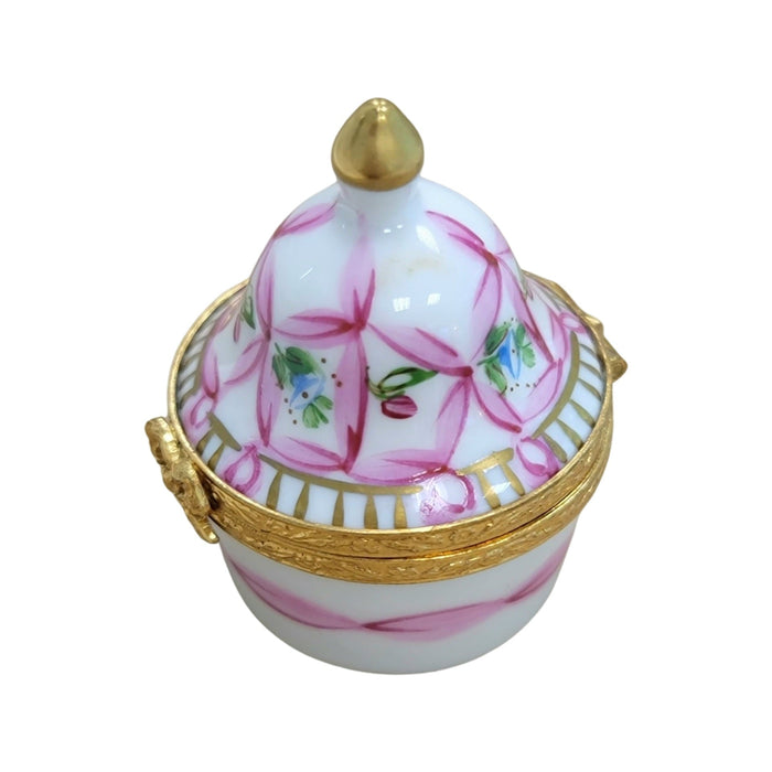 Exquisite Pink Tent Box for Elegant Decor Porcelain Limoges Shaped French Trinket Box
