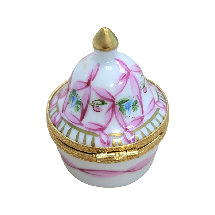 Exquisite Pink Tent Box for Elegant Decor Porcelain Limoges Shaped French Trinket Box