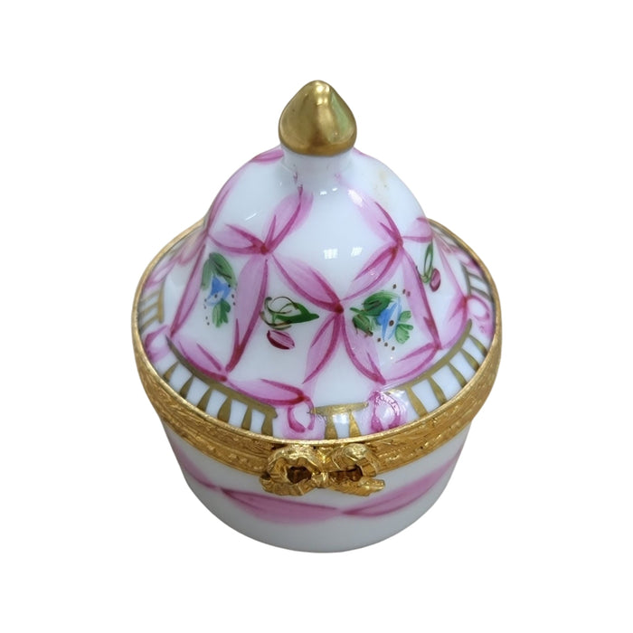 Exquisite Pink Tent Box for Elegant Decor Porcelain Limoges Shaped French Trinket Box