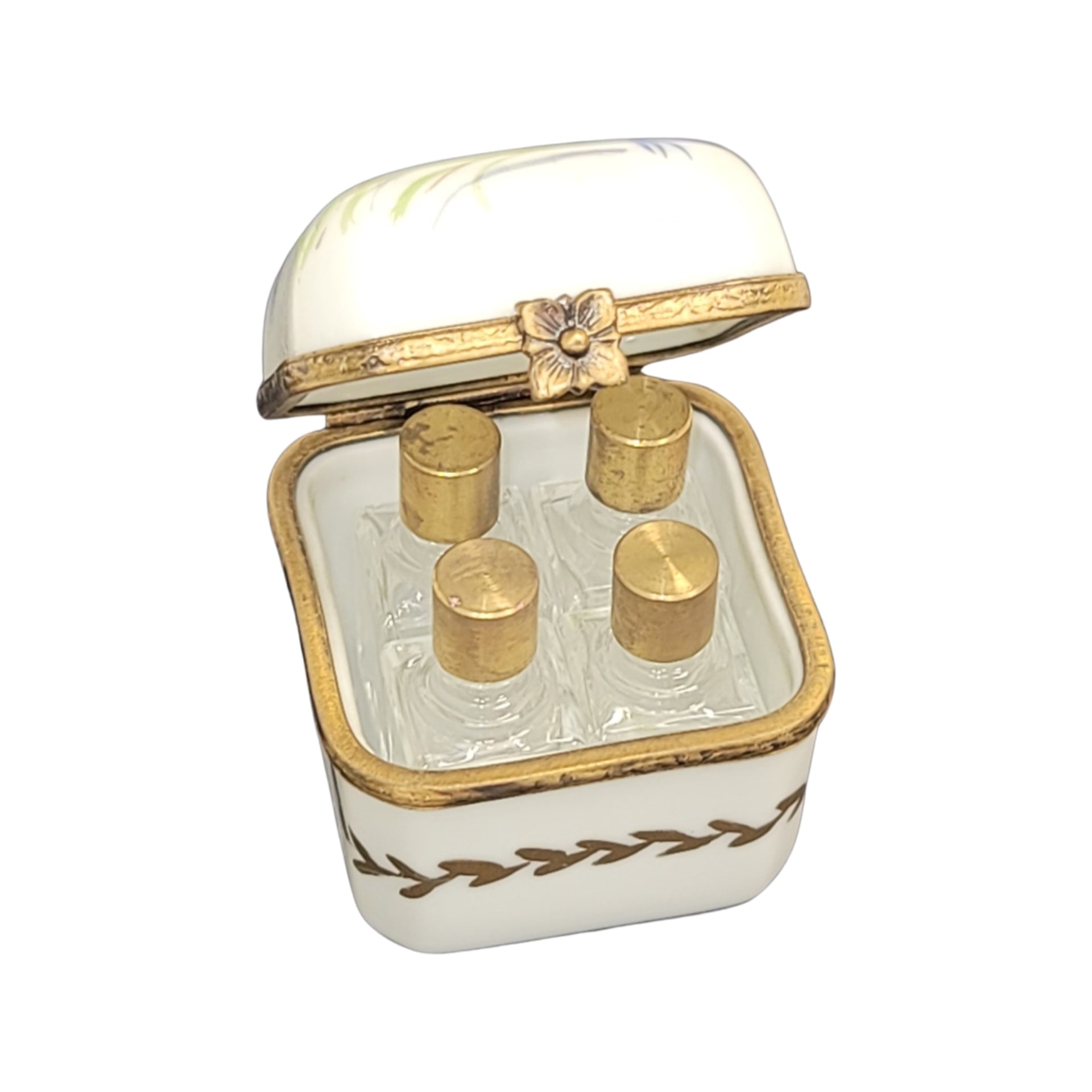Exquisite White Square Perfume Box in Limoges Porcelain