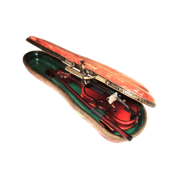 Wood Violin Limoges Box for Music Lovers Porcelain Limoges Music dance French Trinket Box