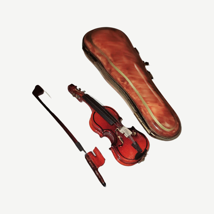 Wood Violin Limoges Box for Music Lovers Porcelain Limoges Music dance French Trinket Box