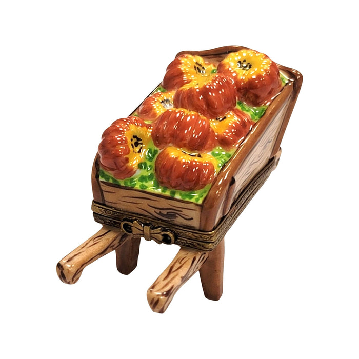 Fall Harvest Wheelbarrow Limoges Box for Thanksgiving Decor Porcelain Limoges Thanksgiving Halloween Fall French Trinket Box