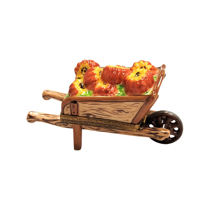 Fall Harvest Wheelbarrow Limoges Box for Thanksgiving Decor Porcelain Limoges Thanksgiving Halloween Fall French Trinket Box