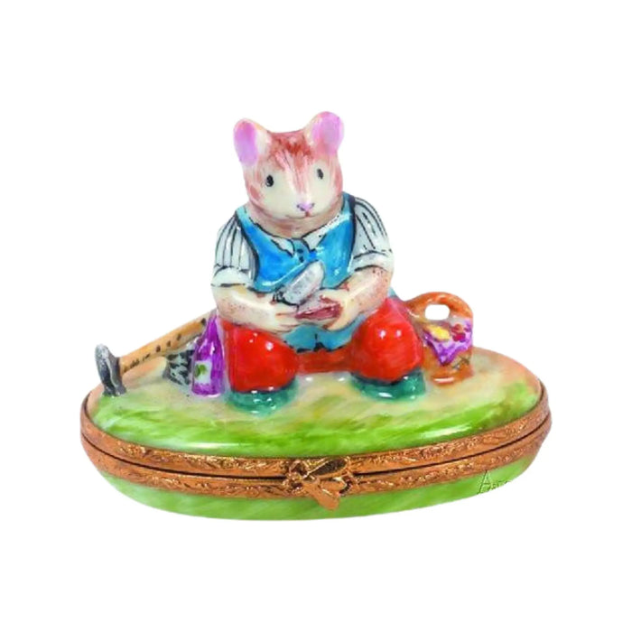 Field Mouse Limoges Box for Collectors Porcelain Limoges Rabbit Mice French Trinket Box