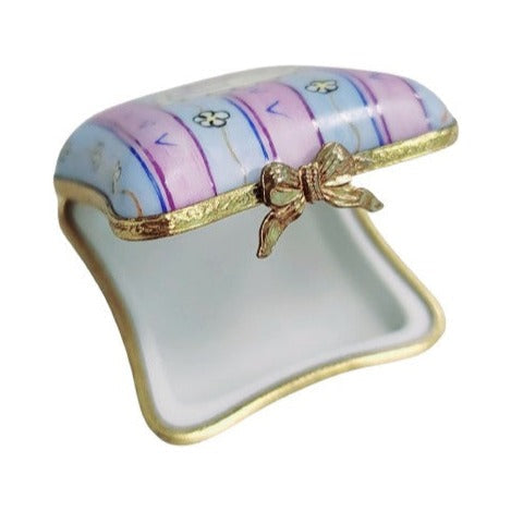 Painted details on the First Curl Pink Blue Limoges box, French art in miniature