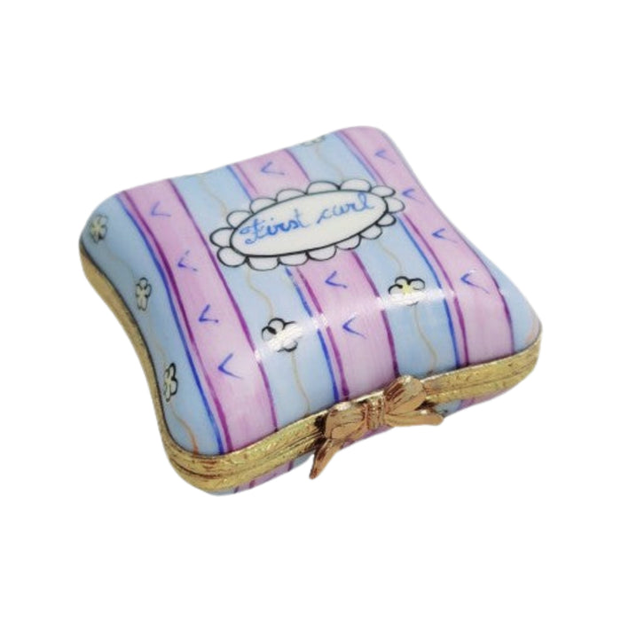 First Curl Keepsake Box Porcelain Limoges Baby Special Occasion French Trinket Box
