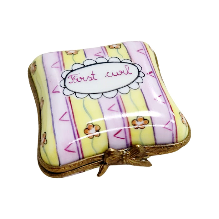 First Curl Keepsake Box for Proud Parents Porcelain Limoges Baby Special Occasion French Trinket Box