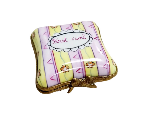 First Curl Porcelain Art Object Pink Yellow Authentic Limoges Box