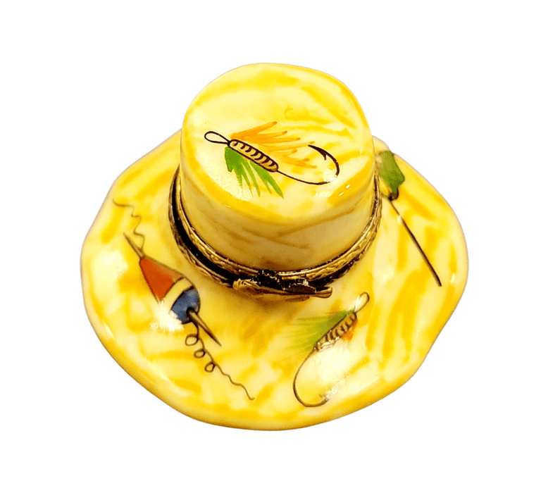 Fishing Limoges Box for Collectors Porcelain Limoges Fish Professional Hat French Trinket Box