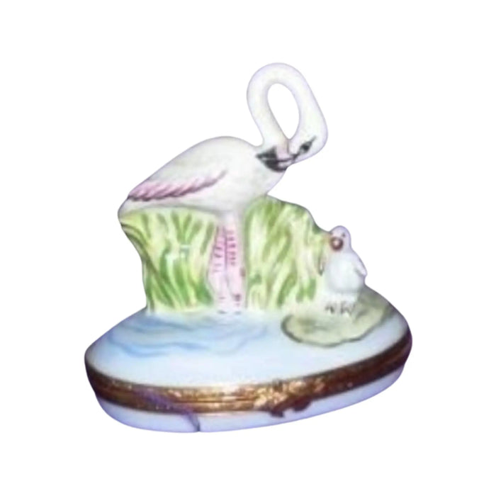 Flamingo Bird Figurine for Collectors Porcelain Limoges Wild Birds French Trinket Box