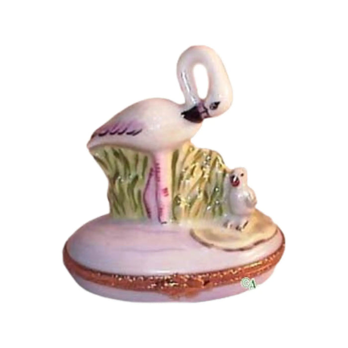 Flamingo Bird Figurine for Collectors Porcelain Limoges Wild Birds French Trinket Box