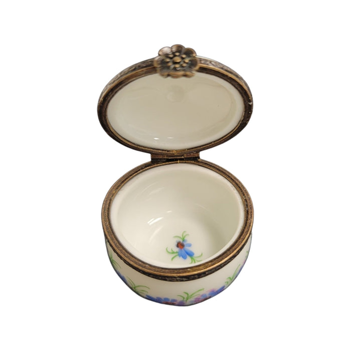 Floral Elegance Limoges Box for Collectors Porcelain Limoges round French Trinket Box