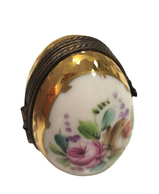 Flowered Limoges Egg Picture Frame for Elegant Home Porcelain Limoges egg French Trinket Box