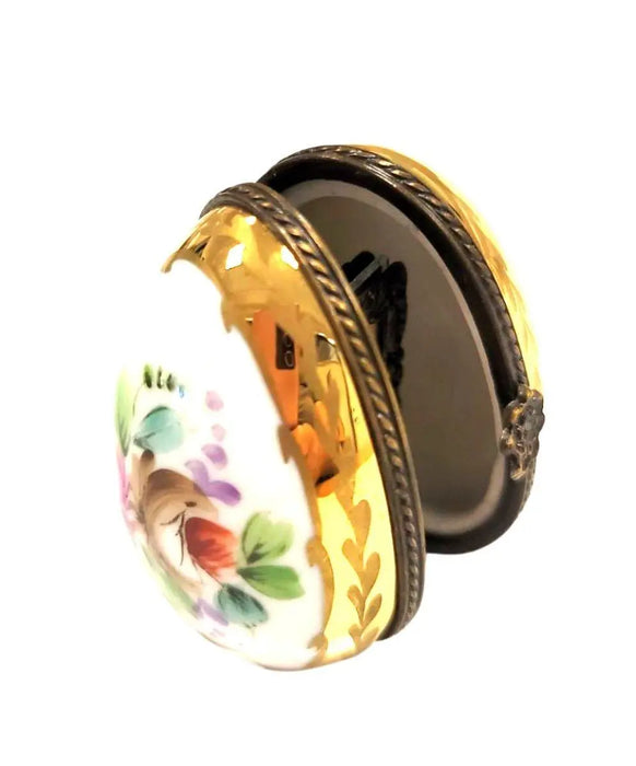 Flowered Limoges Egg Picture Frame for Elegant Home Porcelain Limoges egg French Trinket Box