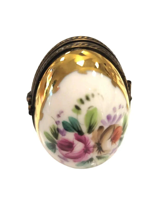 Flowered Limoges Egg Picture Frame for Elegant Home Porcelain Limoges egg French Trinket Box