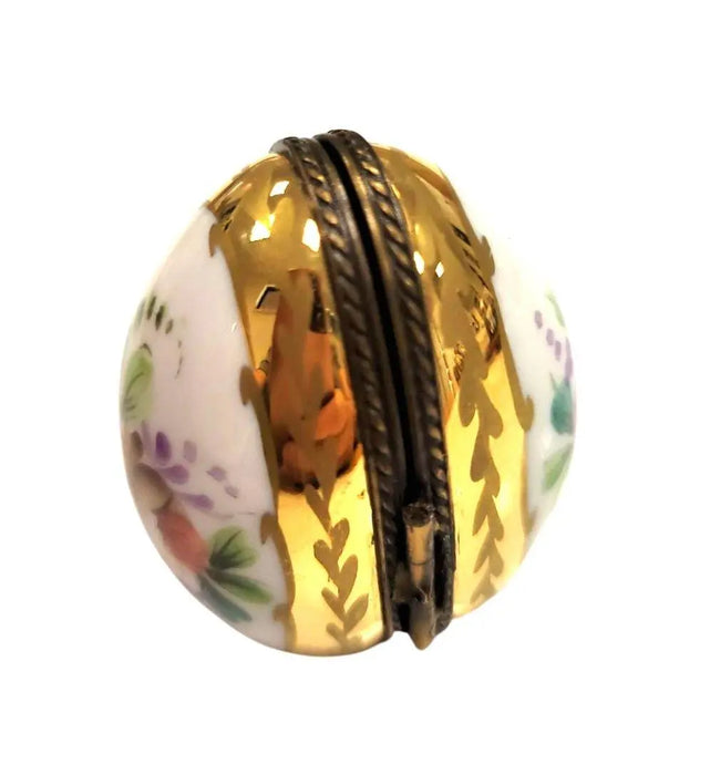 Flowered Limoges Egg Picture Frame for Elegant Home Porcelain Limoges egg French Trinket Box