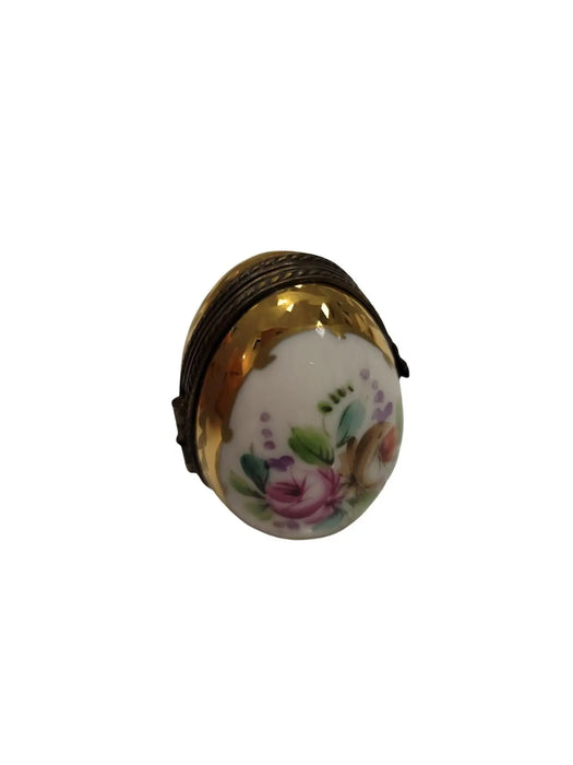 Flowered Limoges Egg Picture Frame for Elegant Home Porcelain Limoges egg French Trinket Box
