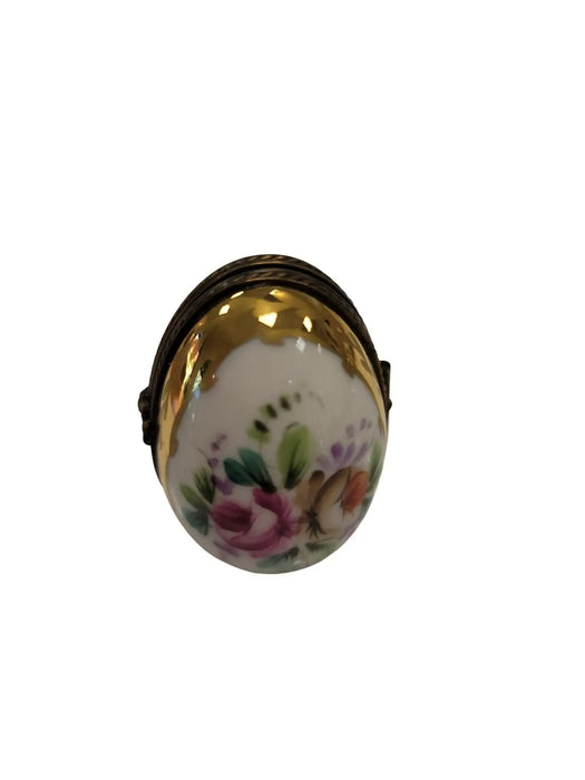 Flowered Limoges Egg Picture Frame for Elegant Home Porcelain Limoges egg French Trinket Box