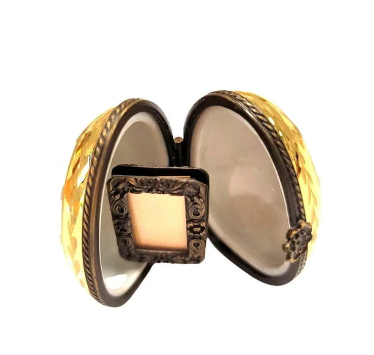 Flowered Limoges Egg Picture Frame for Elegant Home Porcelain Limoges egg French Trinket Box