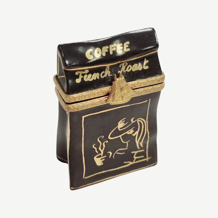 French Roast Coffee Sack and Beans-food Limoges Box home funiture-CH3S360