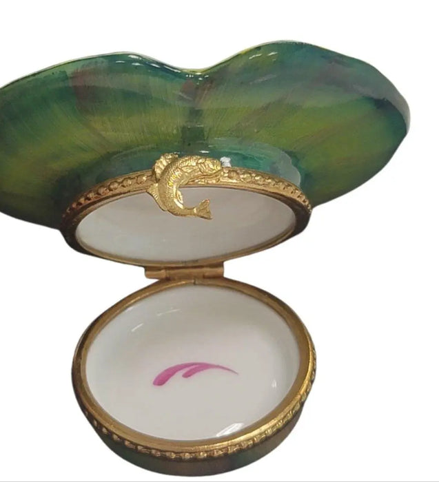 Frog Laying on Lillypad Collectible Porcelain Limoges frog LIMOGES BOXES turtle French Trinket Box