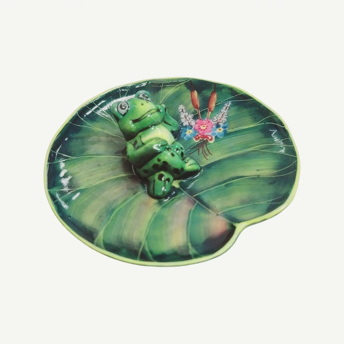 Frog Laying on Lillypad Collectible Porcelain Limoges frog LIMOGES BOXES turtle French Trinket Box