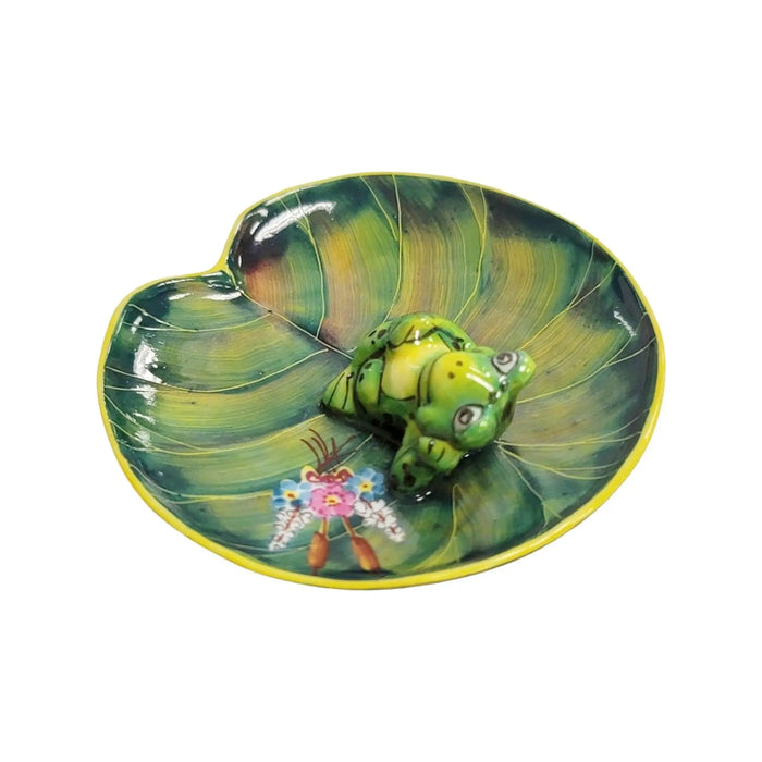 Frog Laying on Lillypad Collectible Porcelain Limoges frog LIMOGES BOXES turtle French Trinket Box