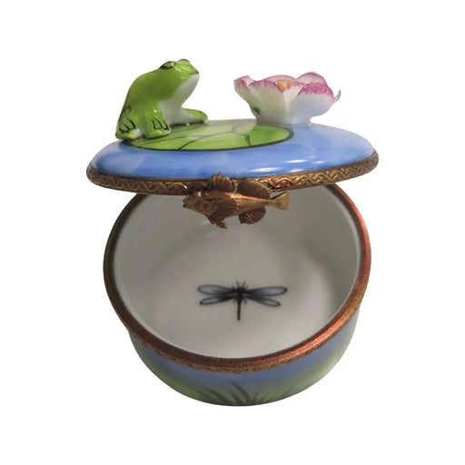 Frog On Water Lily Pad Limoges Box Porcelain Limoges frog LIMOGES BOXES turtle French Trinket Box