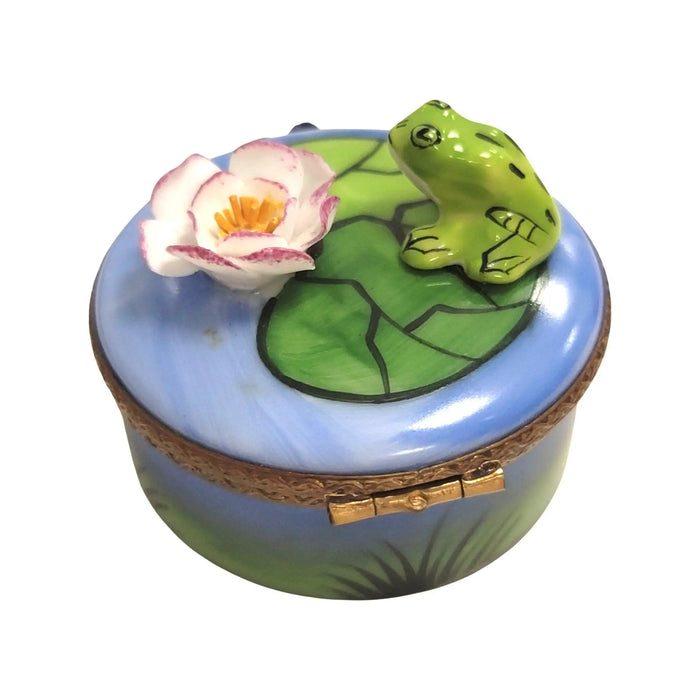 Frog On Water Lily Pad Limoges Box Porcelain Limoges frog LIMOGES BOXES turtle French Trinket Box
