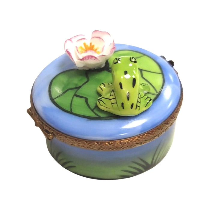 Frog On Water Lily Pad Limoges Box Porcelain Limoges frog LIMOGES BOXES turtle French Trinket Box