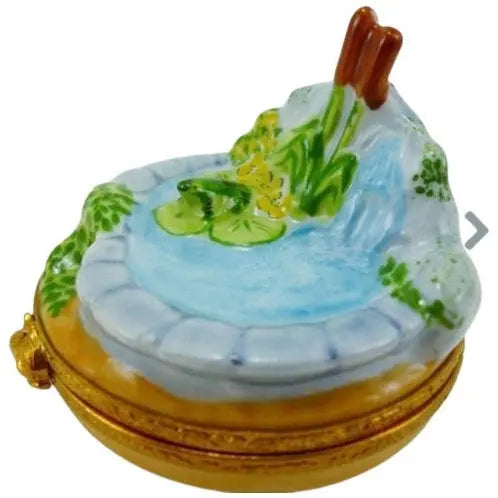 Frog Pond Limoges Box for Collectors Porcelain Limoges Turtle Frogs French Trinket Box
